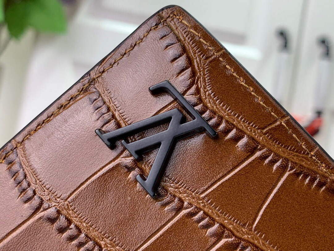 LV N81818 Louis Vuitton Brazza Wallet Crocodilien Tan