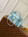 LV N85806 Louis Vuitton Vanity Chain Pouch Ostrich leather Bag Blue Glaze