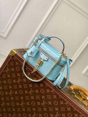 LV N85806 Louis Vuitton Vanity Chain Pouch Ostrich leather Bag Blue Glaze - Default Title - View 1