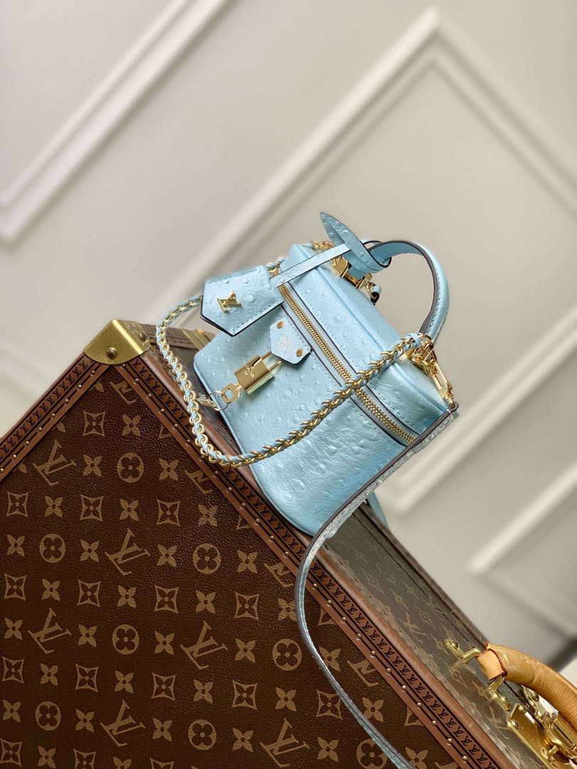 LV N85806 Louis Vuitton Vanity Chain Pouch Ostrich leather Bag Blue Glaze - Default Title - View 2