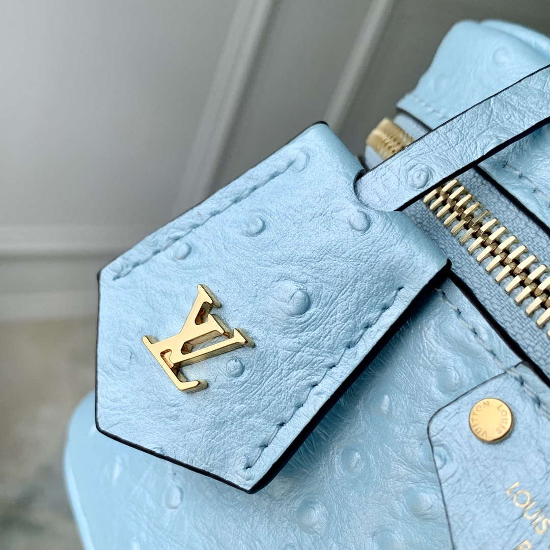 LV N85806 Louis Vuitton Vanity Chain Pouch Ostrich leather Bag Blue Glaze