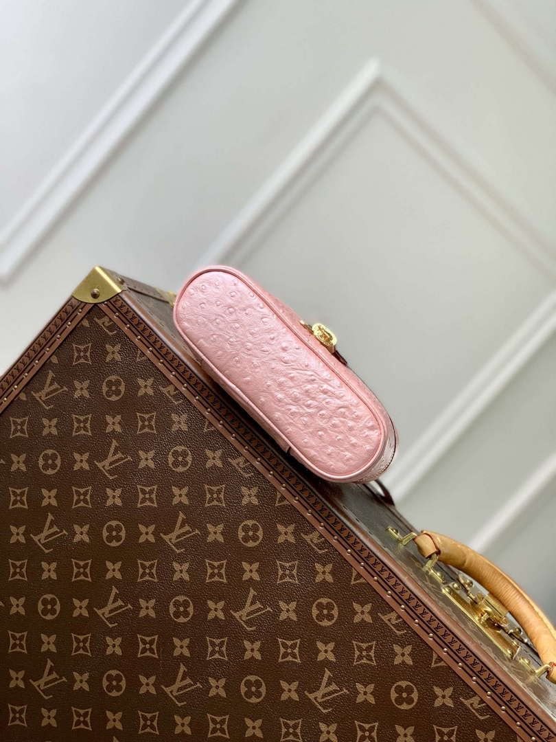LV N85820 Louis Vuitton Vanity Chain Pouch Ostrich leather Bag Pink Glaze