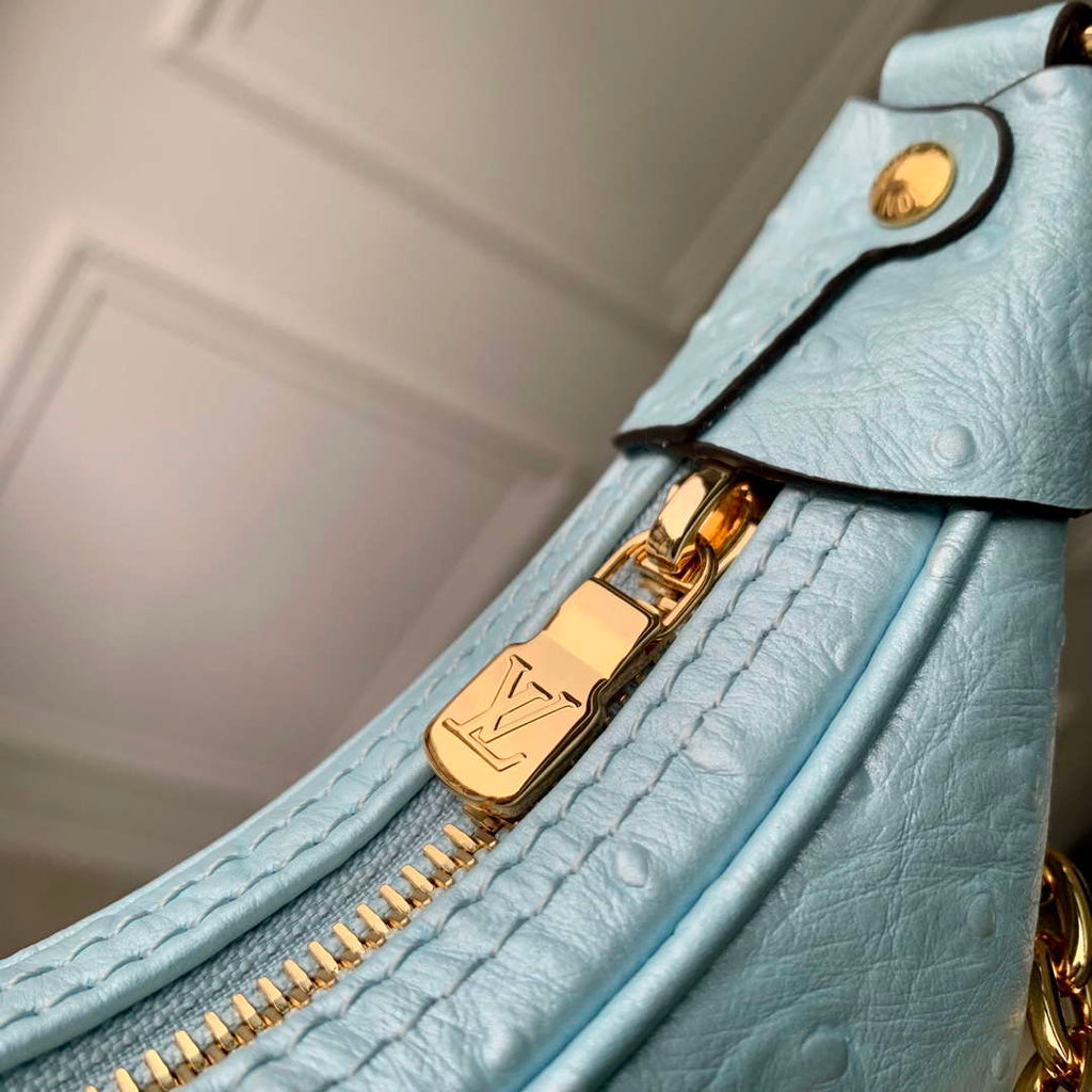 LV N85900 Louis Vuitton Loop Pm Ostrich leather Bag Blue Glaze