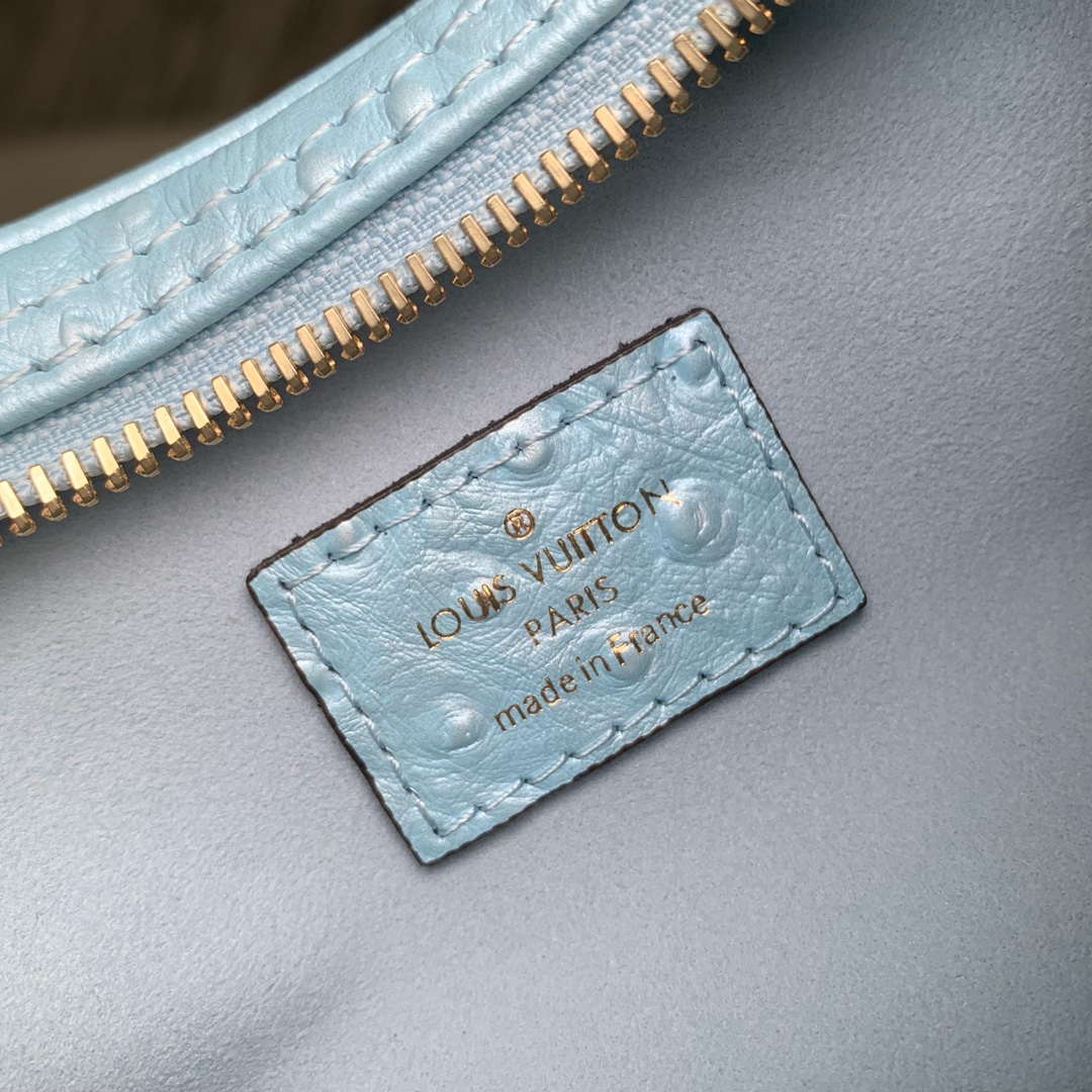 LV N85900 Louis Vuitton Loop Pm Ostrich leather Bag Blue Glaze