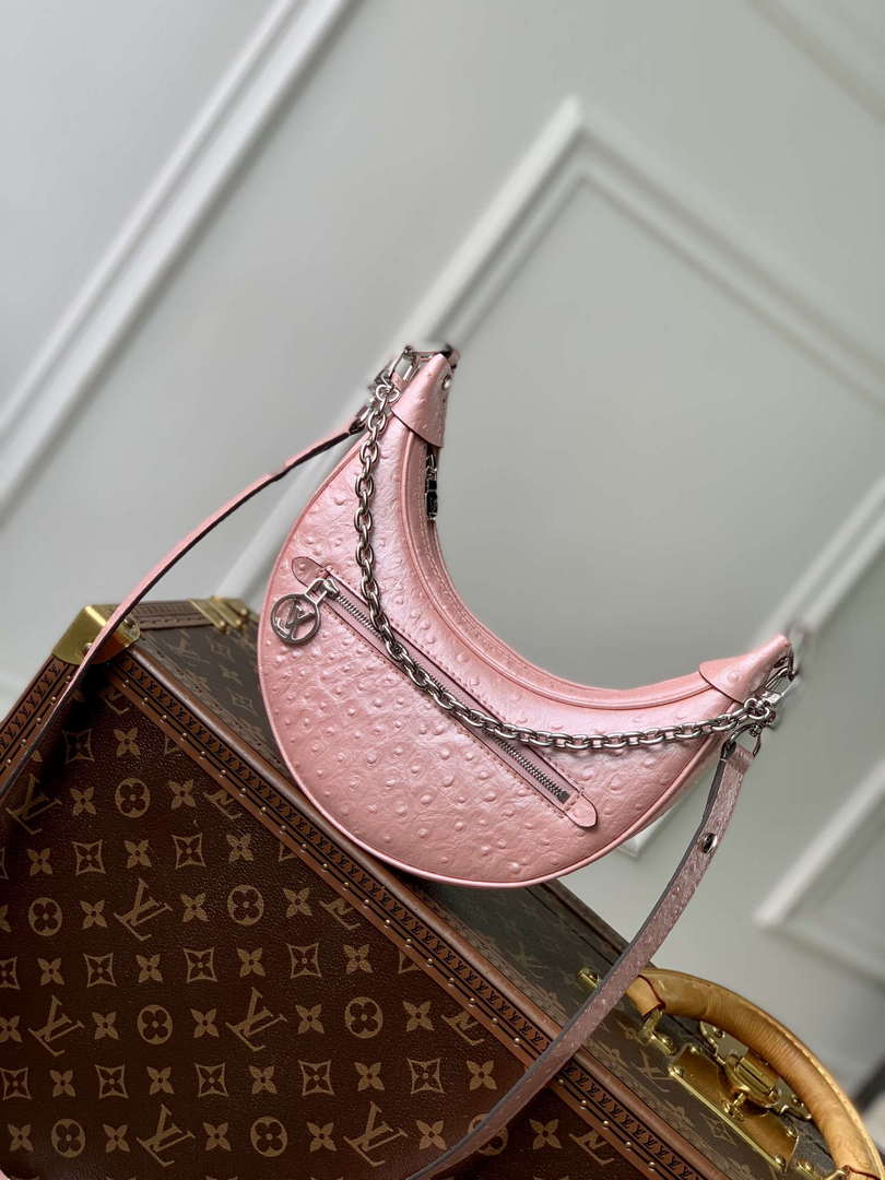 LV N85900 Louis Vuitton Loop Pm Ostrich leather Bag Pink Glaze