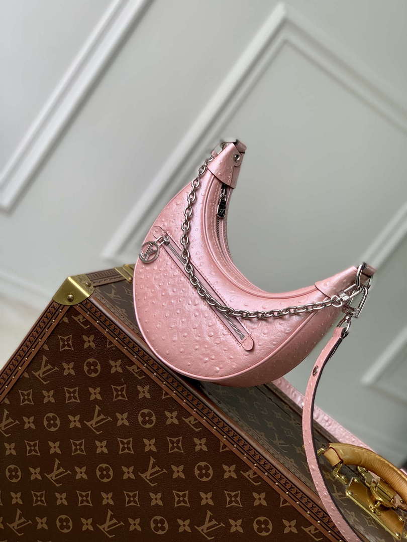 LV N85900 Louis Vuitton Loop Pm Ostrich leather Bag Pink Glaze