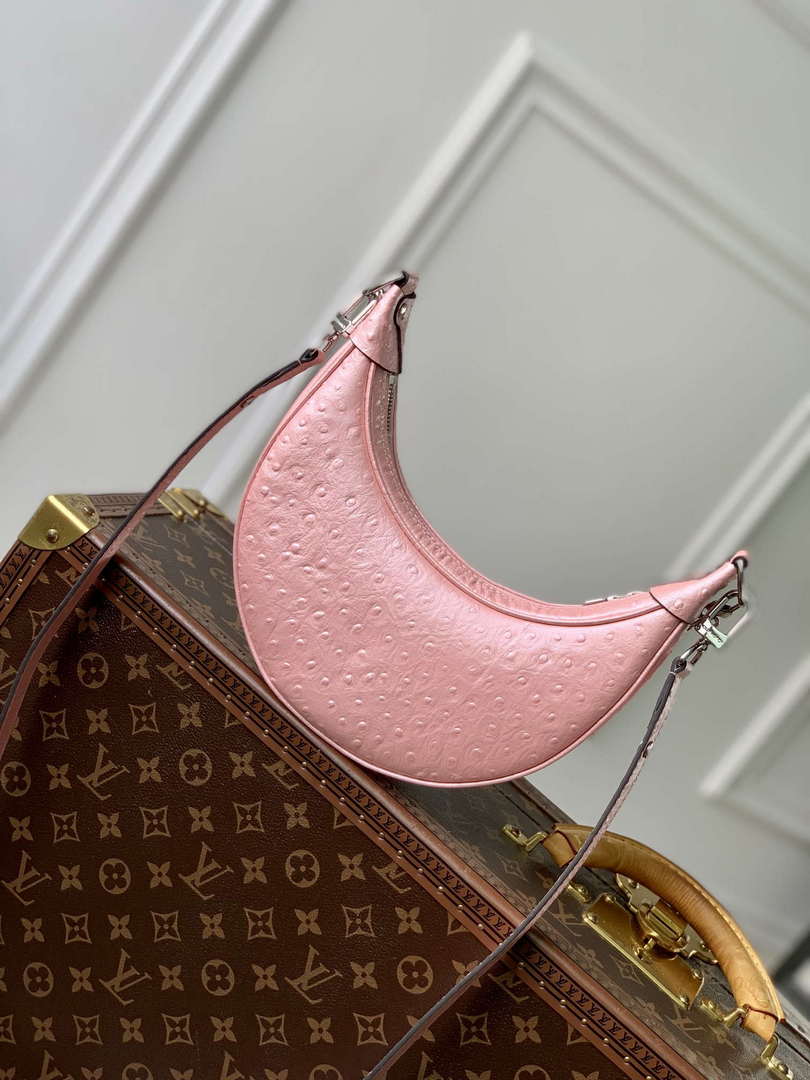 LV N85900 Louis Vuitton Loop Pm Ostrich leather Bag Pink Glaze
