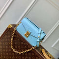 LV N85902 Louis Vuitton Pochette M¨¦tis East West Bag Ostrich leather Blue Glaze - Default Title - View 1