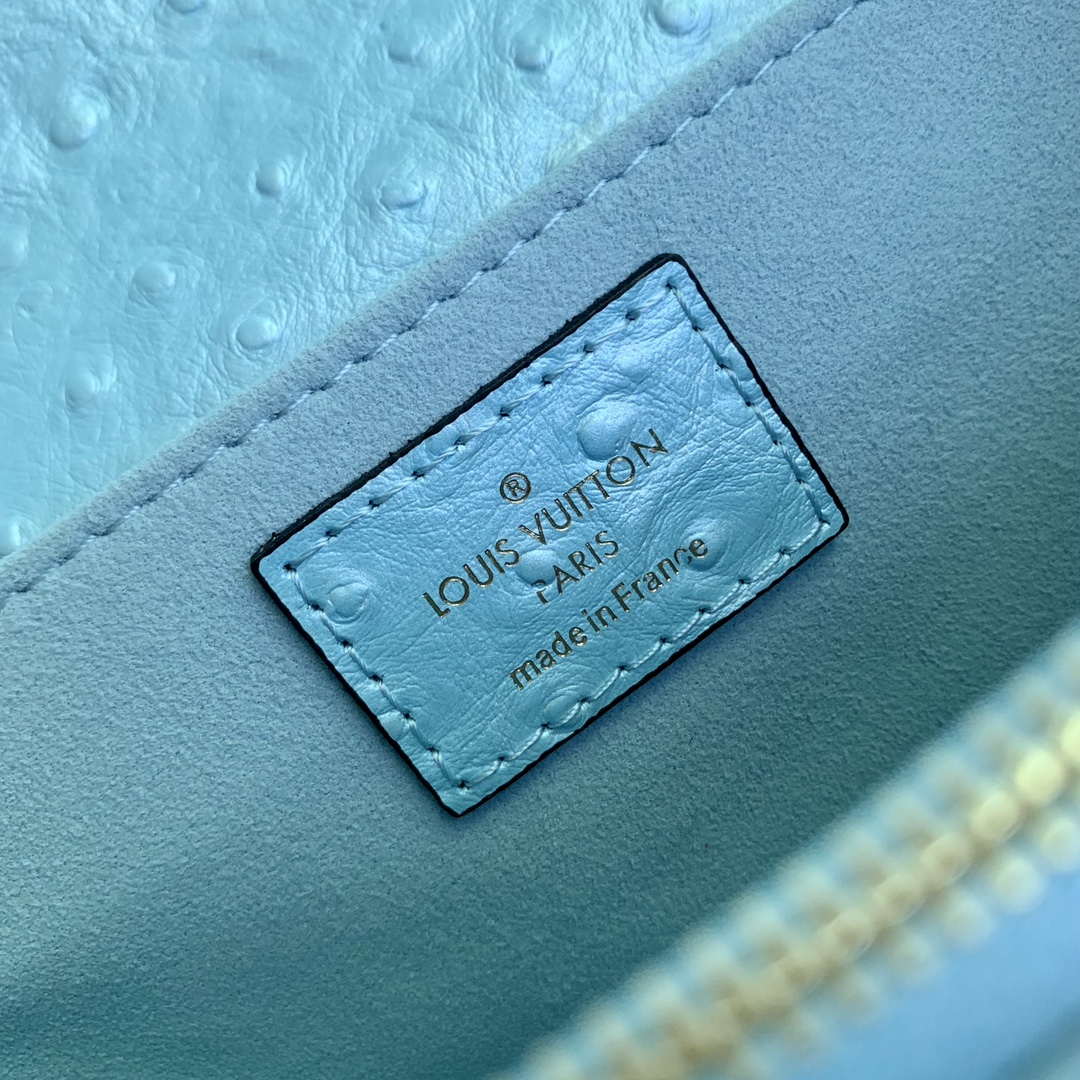 LV N85902 Louis Vuitton Pochette M¨¦tis East West Bag Ostrich leather Blue Glaze