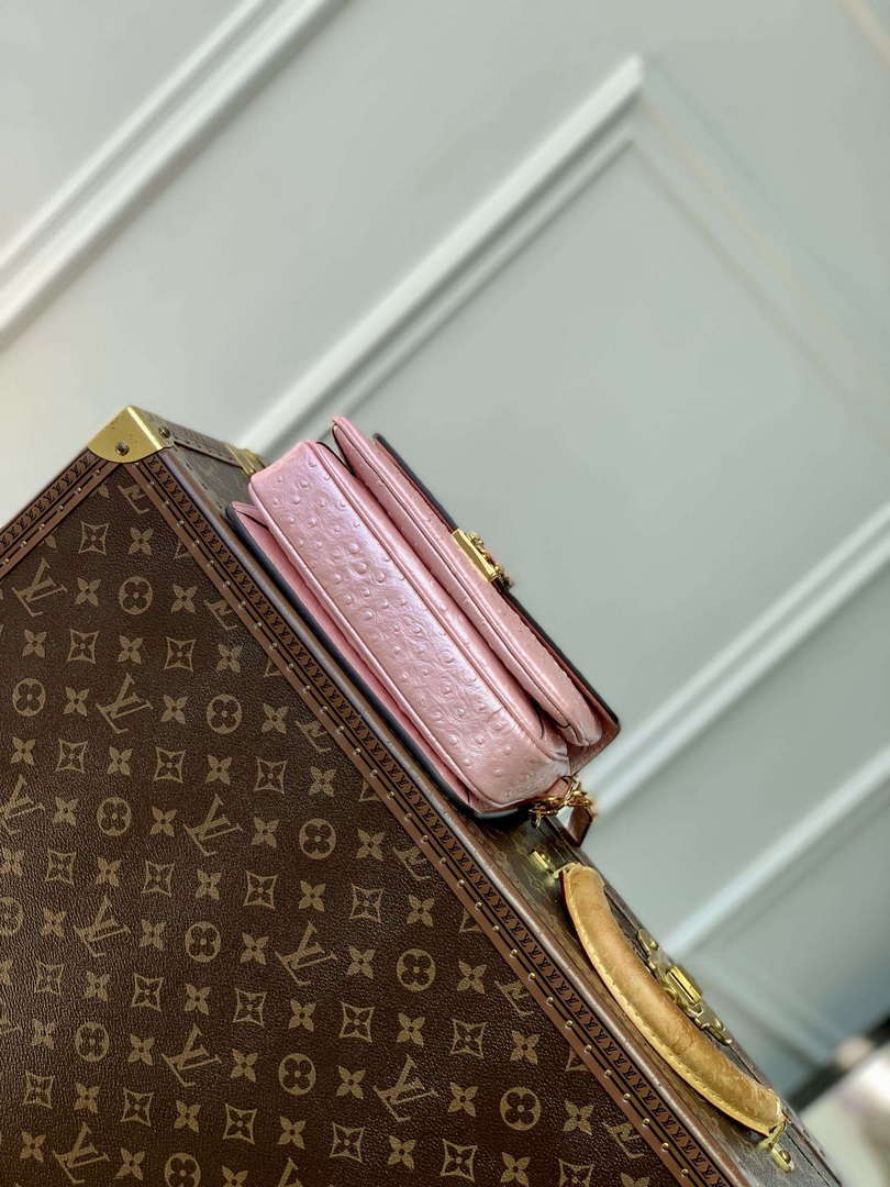 LV N85902 Louis Vuitton Pochette M¨¦tis East West Bag Ostrich leather Pink Glaze - Default Title - View 4