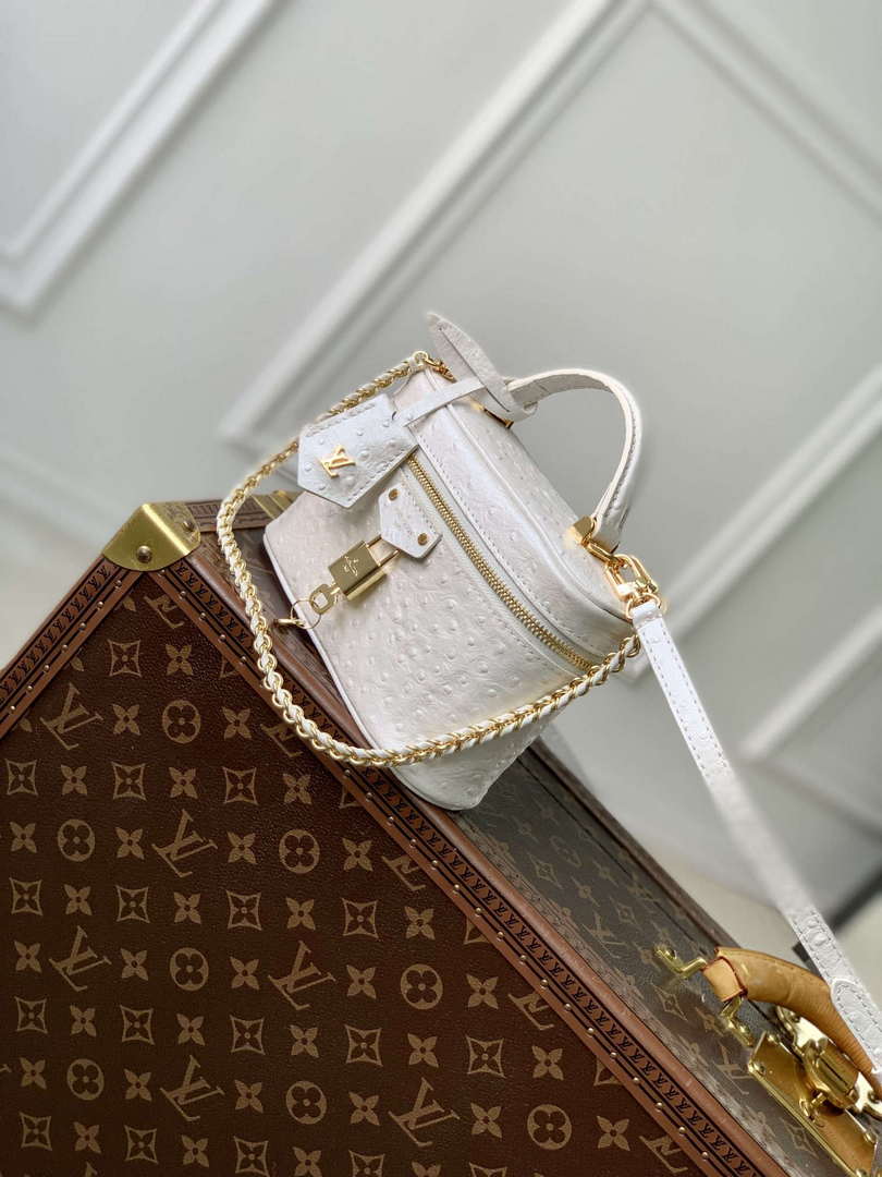 LV N85911 Louis Vuitton Vanity Chain Pouch Ostrich leather Bag White Pearl - Default Title - View 2