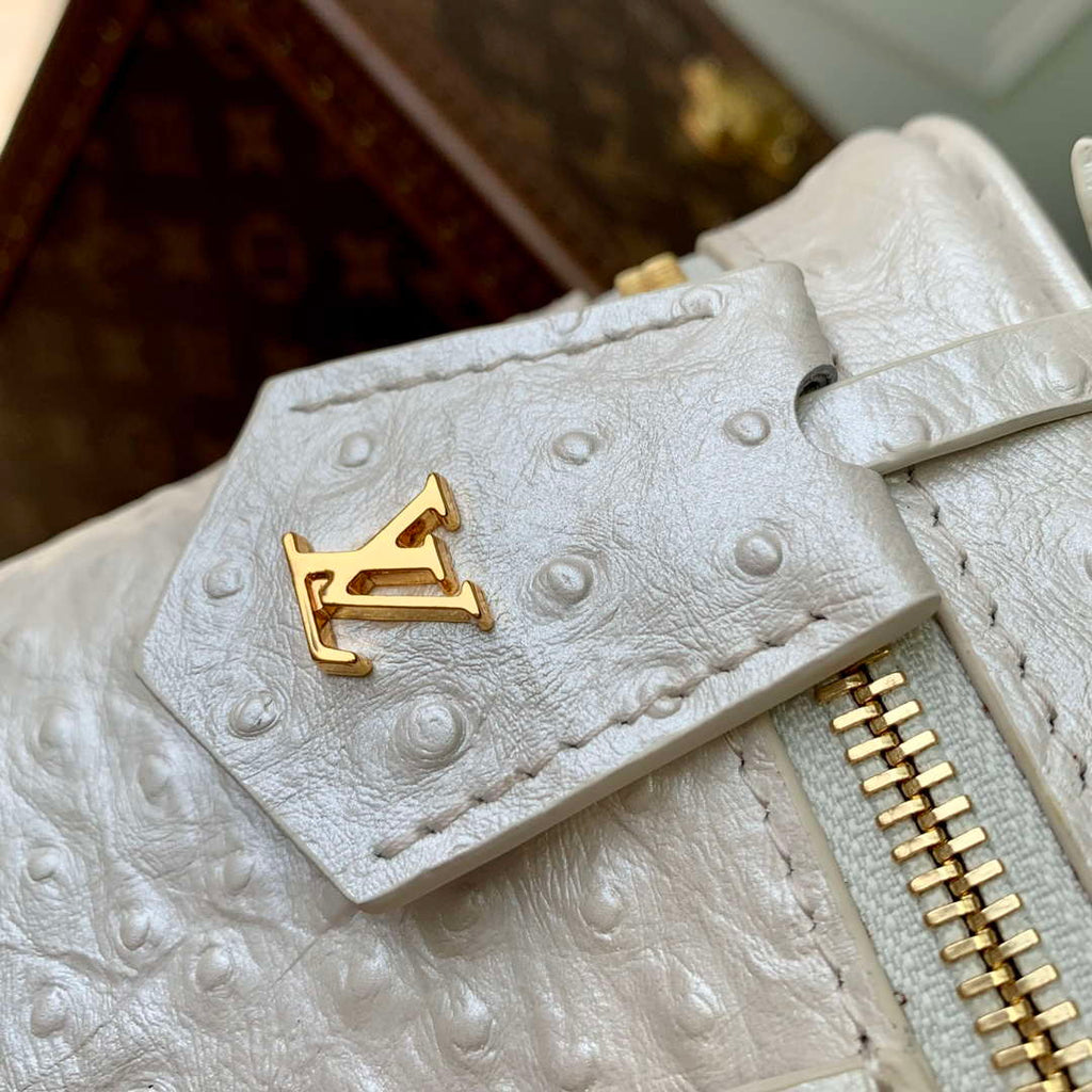LV N85911 Louis Vuitton Vanity Chain Pouch Ostrich leather Bag White Pearl