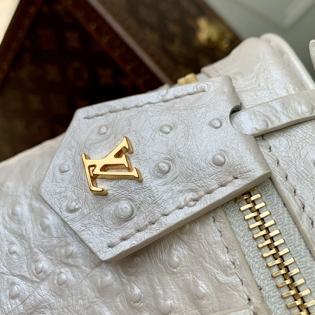 LV N85911 Louis Vuitton Vanity Chain Pouch Ostrich leather Bag White Pearl