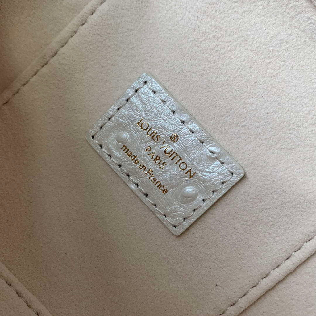 LV N85911 Louis Vuitton Vanity Chain Pouch Ostrich leather Bag White Pearl