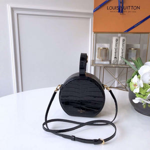 LV N93597 Louis Vuitton Petite Boite Chapeau Crocodilien Brillant N93598 Bag Black - luxibagsmall