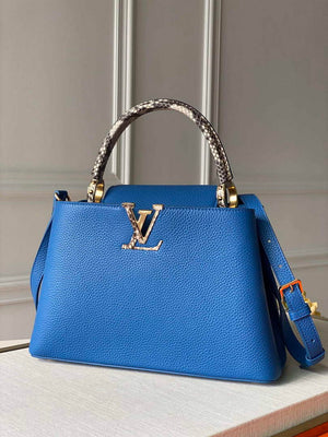 LV N98388 Louis Vuitton Capucines MM Handbag Blue - Default Title - View 1