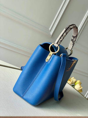 LV N98388 Louis Vuitton Capucines MM Handbag Blue - Default Title - View 3