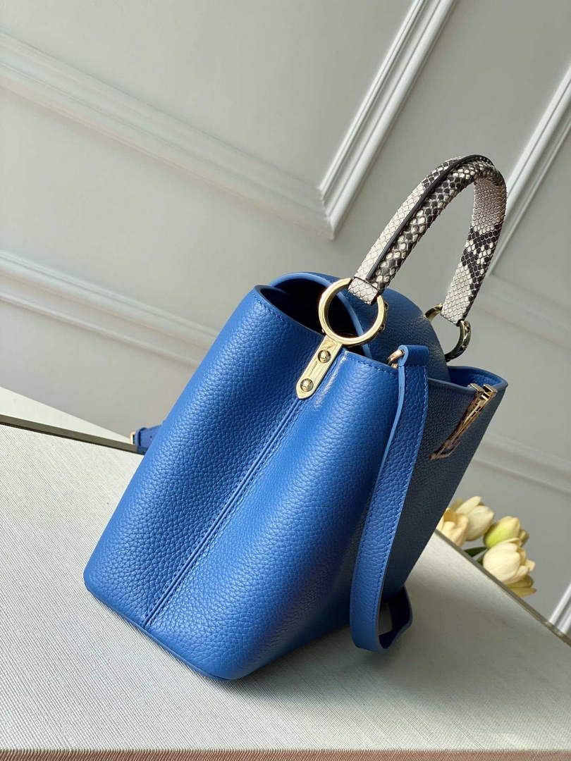 LV N98388 Louis Vuitton Capucines MM Handbag Blue - Default Title - View 3