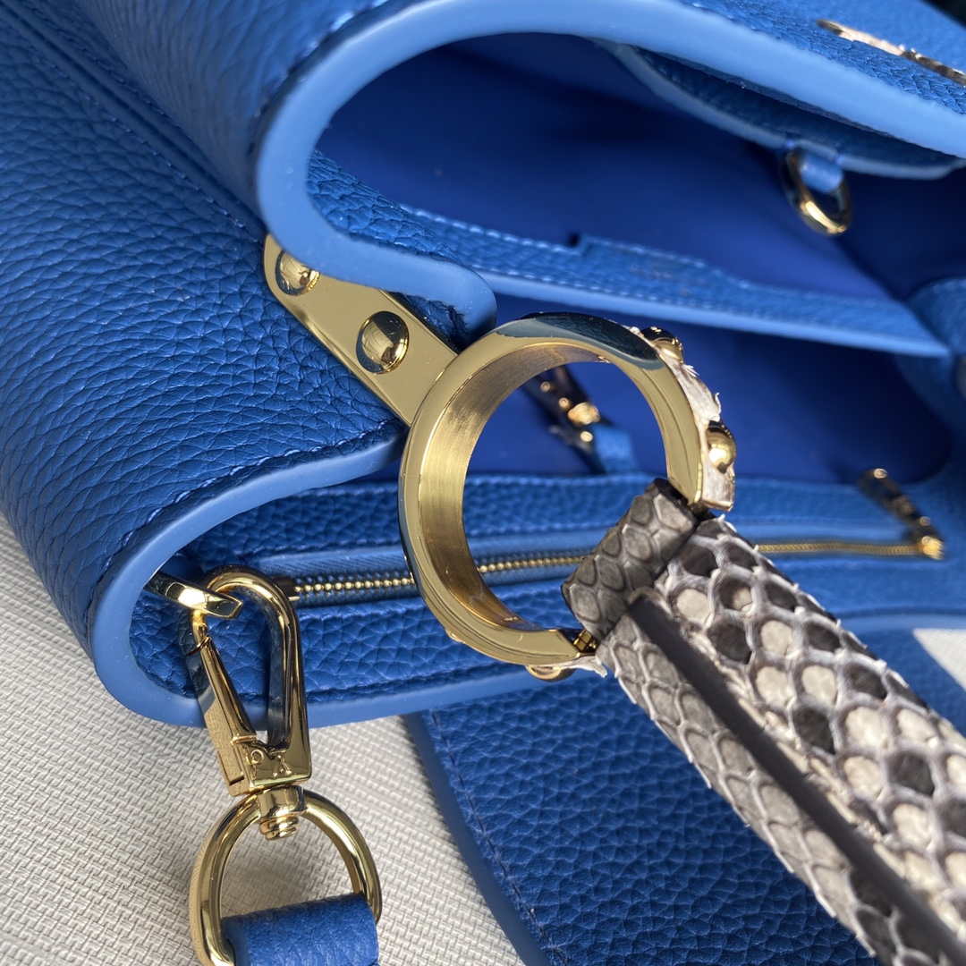 LV N98388 Louis Vuitton Capucines MM Handbag Blue - Default Title - View 7