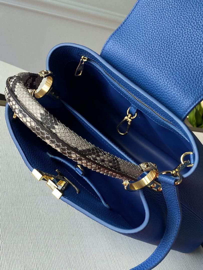 LV N98388 Louis Vuitton Capucines MM Handbag Blue - Default Title - View 8