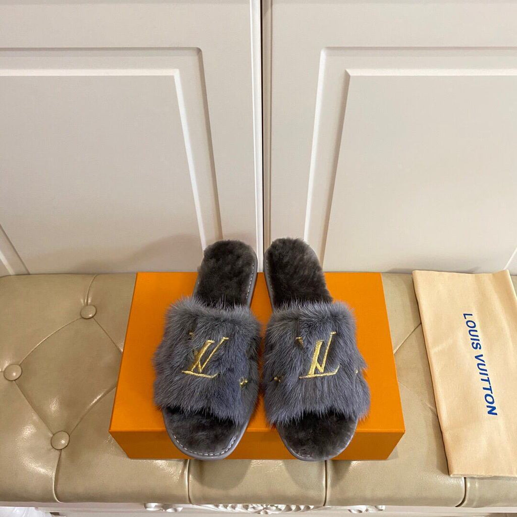 LV Slippers Designer Louis Vuitton Home Slippers 81089 Gray - luxibagsmall