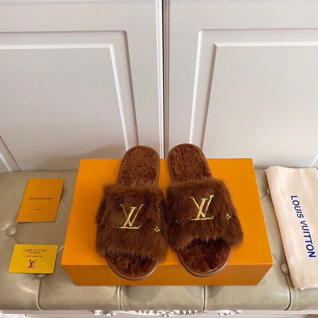 LV Slippers Designer Louis Vuitton Home Slippers 81089 Brown - luxibagsmall