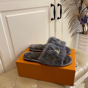 LV Slippers Designer Louis Vuitton Home Slippers 81089 Gray - luxibagsmall
