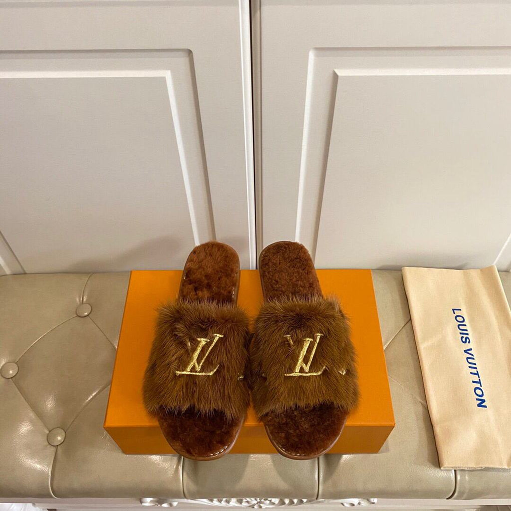 LV Slippers Designer Louis Vuitton Home Slippers 81089 Brown - luxibagsmall