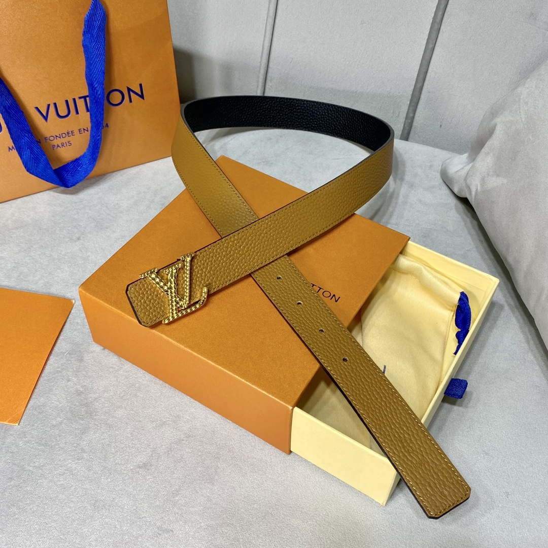 LV Women's Belts Collection Louis Vuitton Initials 30MM Belt Monogram 19004 - luxibagsmall