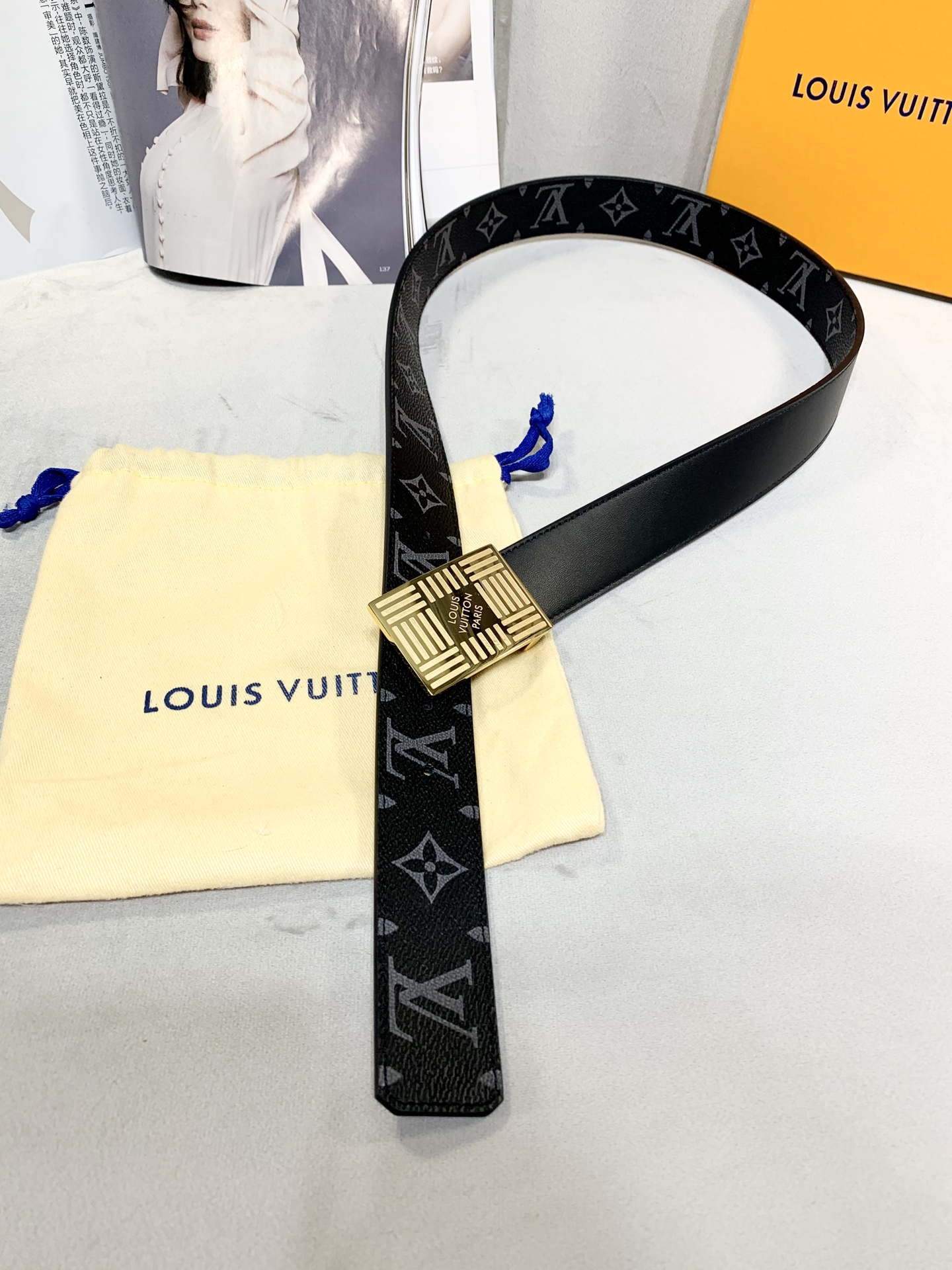 LV Women's Men's Belts Collection Louis Vuitton Initials 35MM Belt 19061
