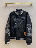 LV Women's Clothing Designer Louis Vuitton Alphabet Baseball Jacket 88011