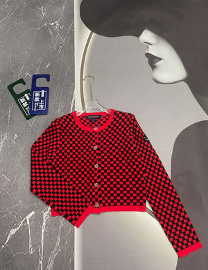 LV Women's Sweaters Louis Vuitton Cashmere Cardigans L36026 - Red & Black / S - View 4