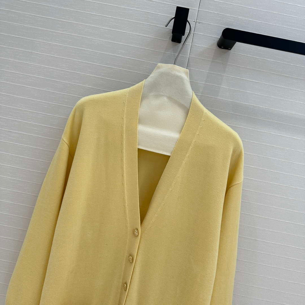 LV Women's Sweaters Louis Vuitton Elegant Yellow Cashmere Cardigans L36023