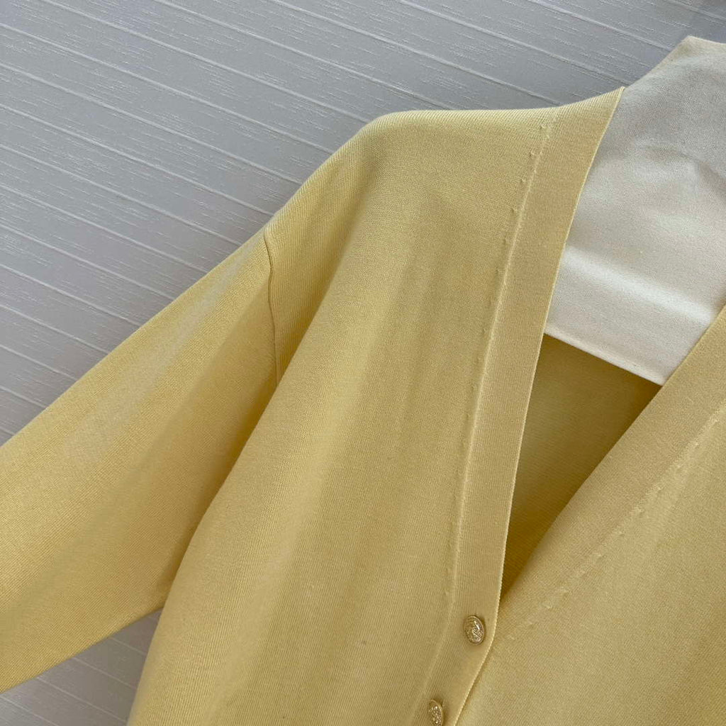 LV Women's Sweaters Louis Vuitton Elegant Yellow Cashmere Cardigans L36023