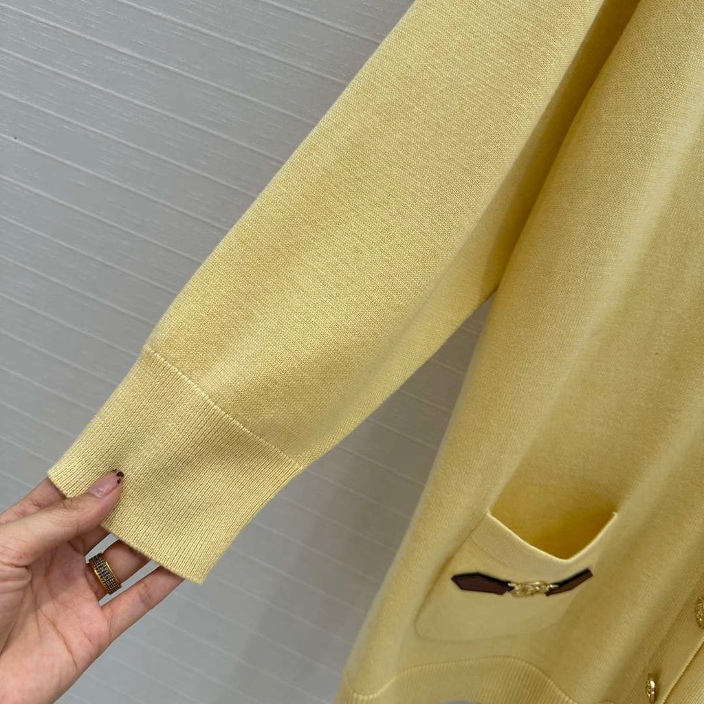 LV Women's Sweaters Louis Vuitton Elegant Yellow Cashmere Cardigans L36023