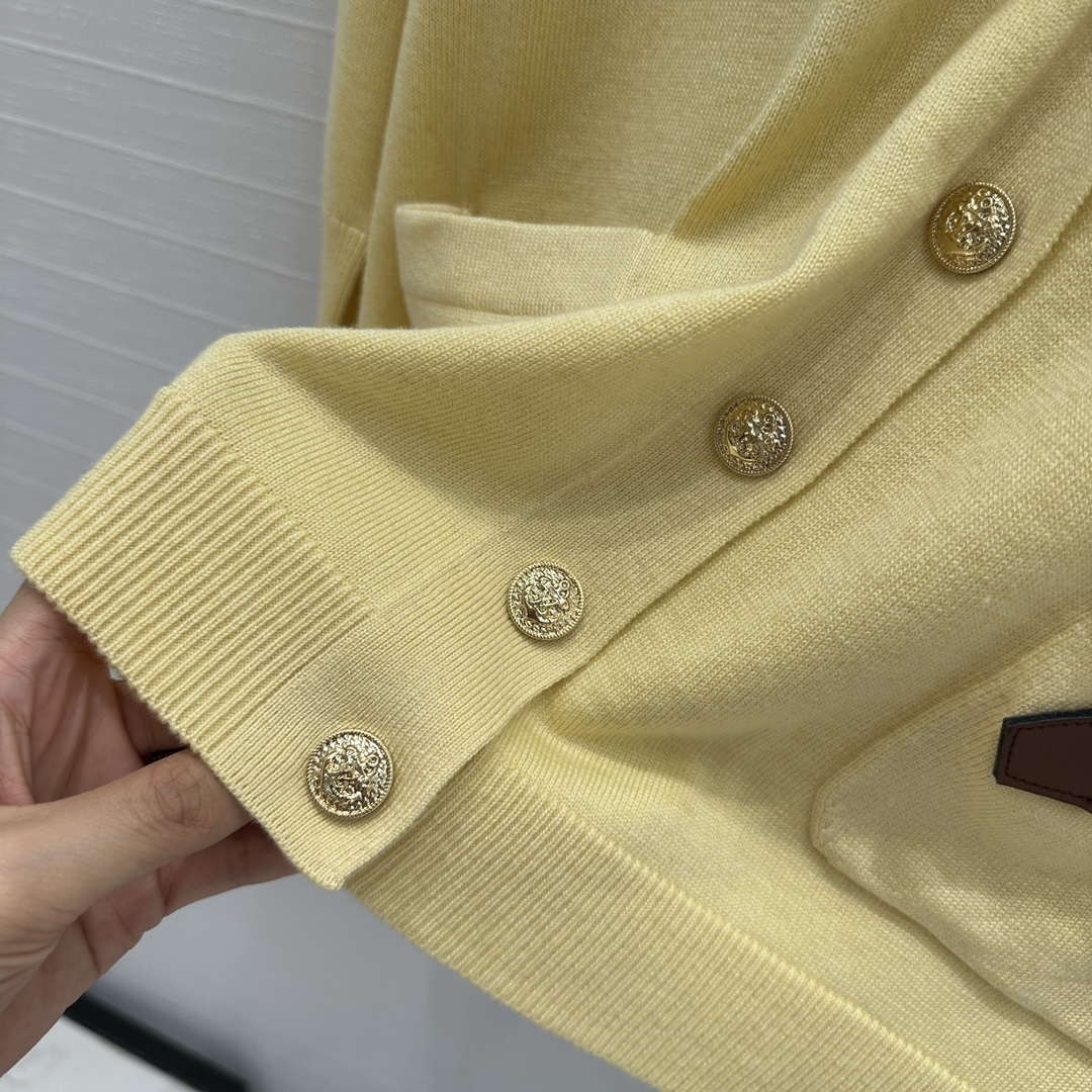 LV Women's Sweaters Louis Vuitton Elegant Yellow Cashmere Cardigans L36023