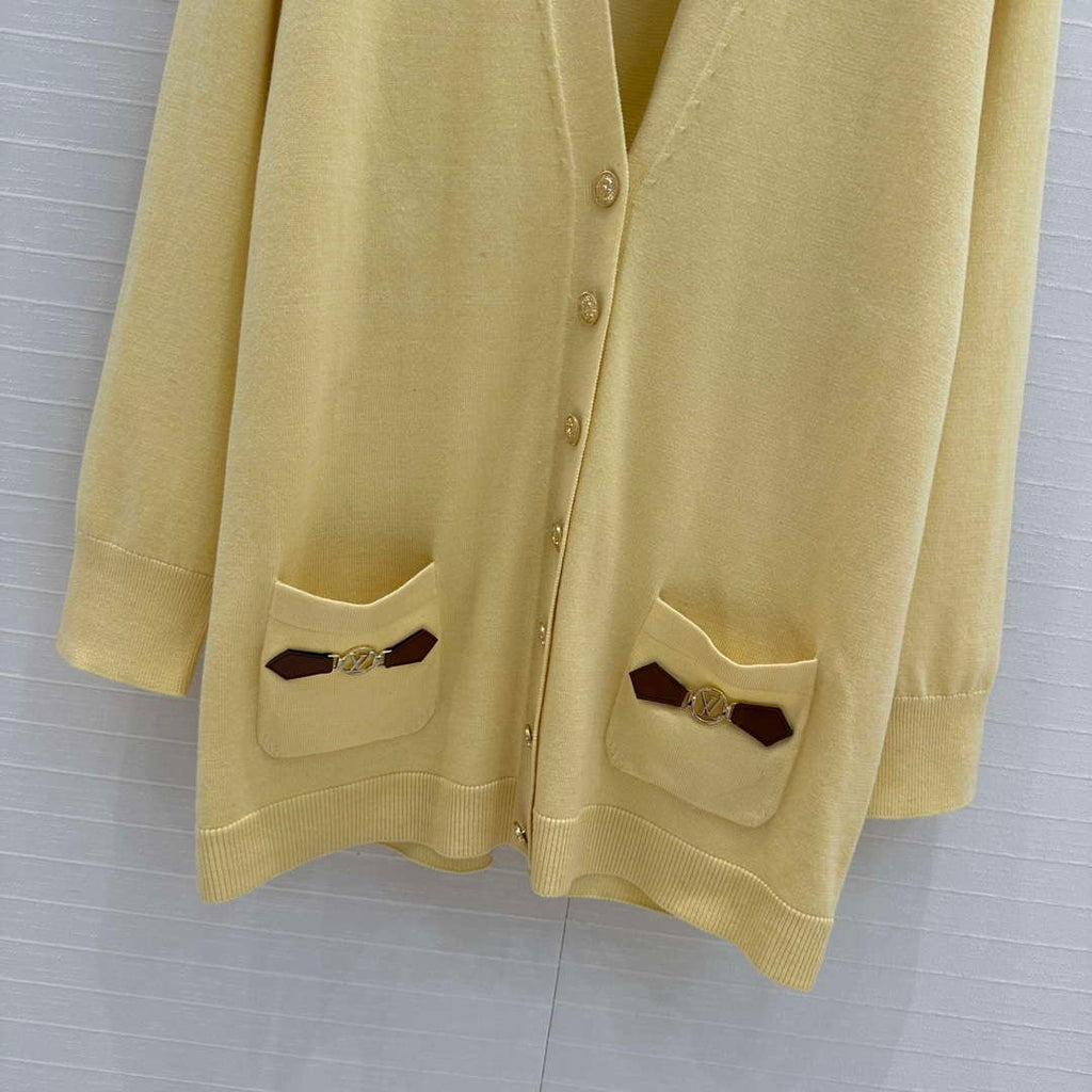 LV Women's Sweaters Louis Vuitton Elegant Yellow Cashmere Cardigans L36023