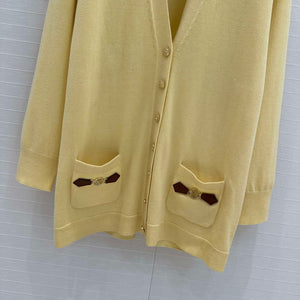 LV Women's Sweaters Louis Vuitton Elegant Yellow Cashmere Cardigans L36023 - S - View 6
