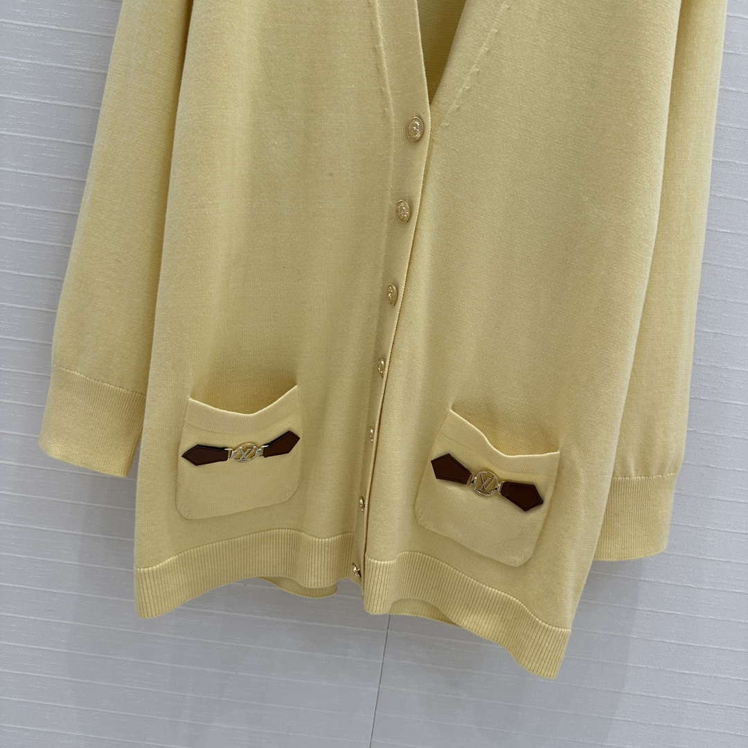 LV Women's Sweaters Louis Vuitton Elegant Yellow Cashmere Cardigans L36023