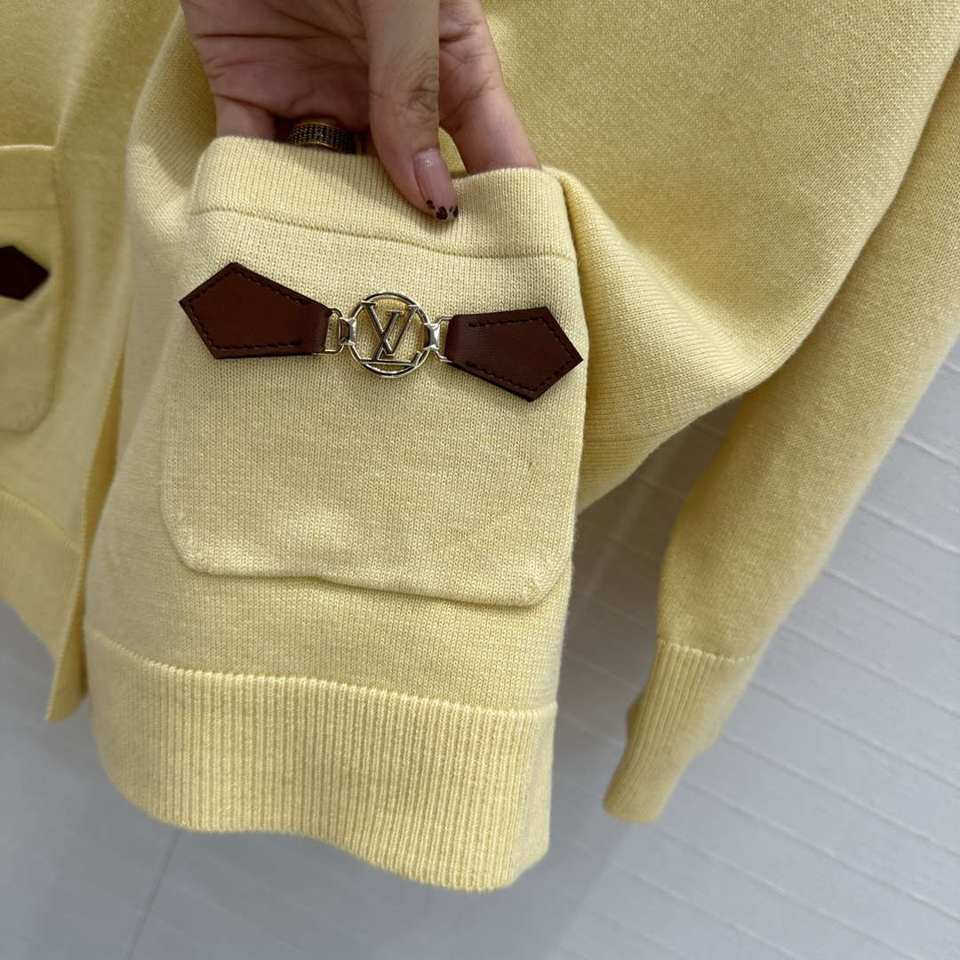 LV Women's Sweaters Louis Vuitton Elegant Yellow Cashmere Cardigans L36023