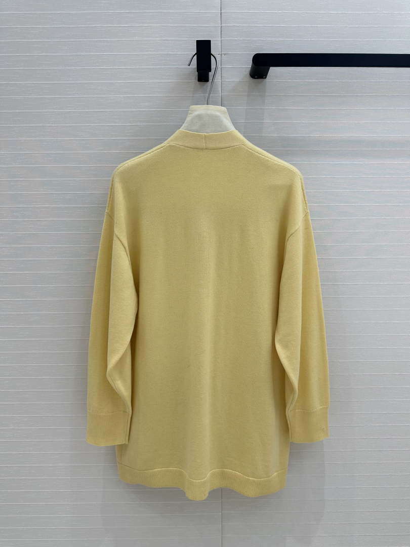 LV Women's Sweaters Louis Vuitton Elegant Yellow Cashmere Cardigans L36023