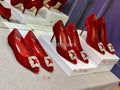 Manolo Blahnik Women¡¯s Shoes Designer Hangisiflat Velvet Shoes 30118 Red - luxibagsmall