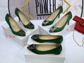 Manolo Blahnik Women¡¯s Shoes Designer Hangisiflat Velvet Shoes 30119 Green - luxibagsmall