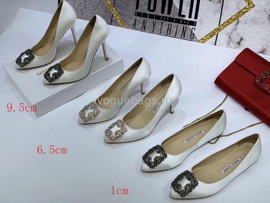 Manolo Blahnik Women¡¯s Shoes Designer Hangisiflat Velvet Shoes 30119 White - luxibagsmall