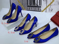 Manolo Blahnik Women¡¯s Shoes 30119 Blue Designer Hangisiflat Velvet Shoes - luxibagsmall