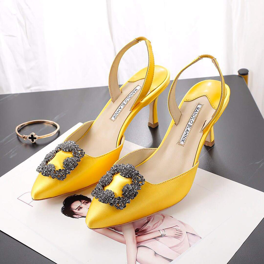 Manolo Blahnik Women¡¯s Shoes Designer Hangisiflat Pumps Yellow 30121 - luxibagsmall