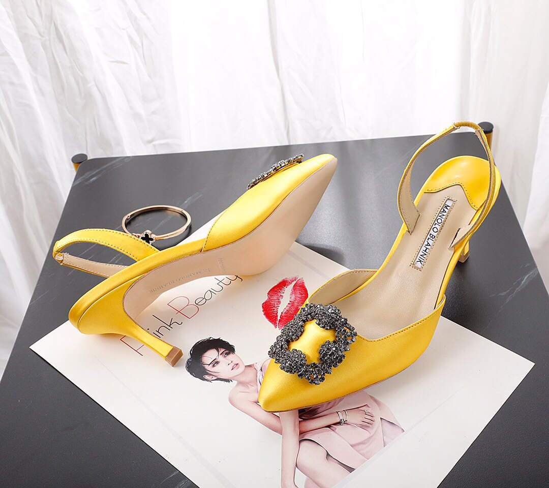 Manolo Blahnik Women¡¯s Shoes Designer Hangisiflat Pumps Yellow 30121 - luxibagsmall