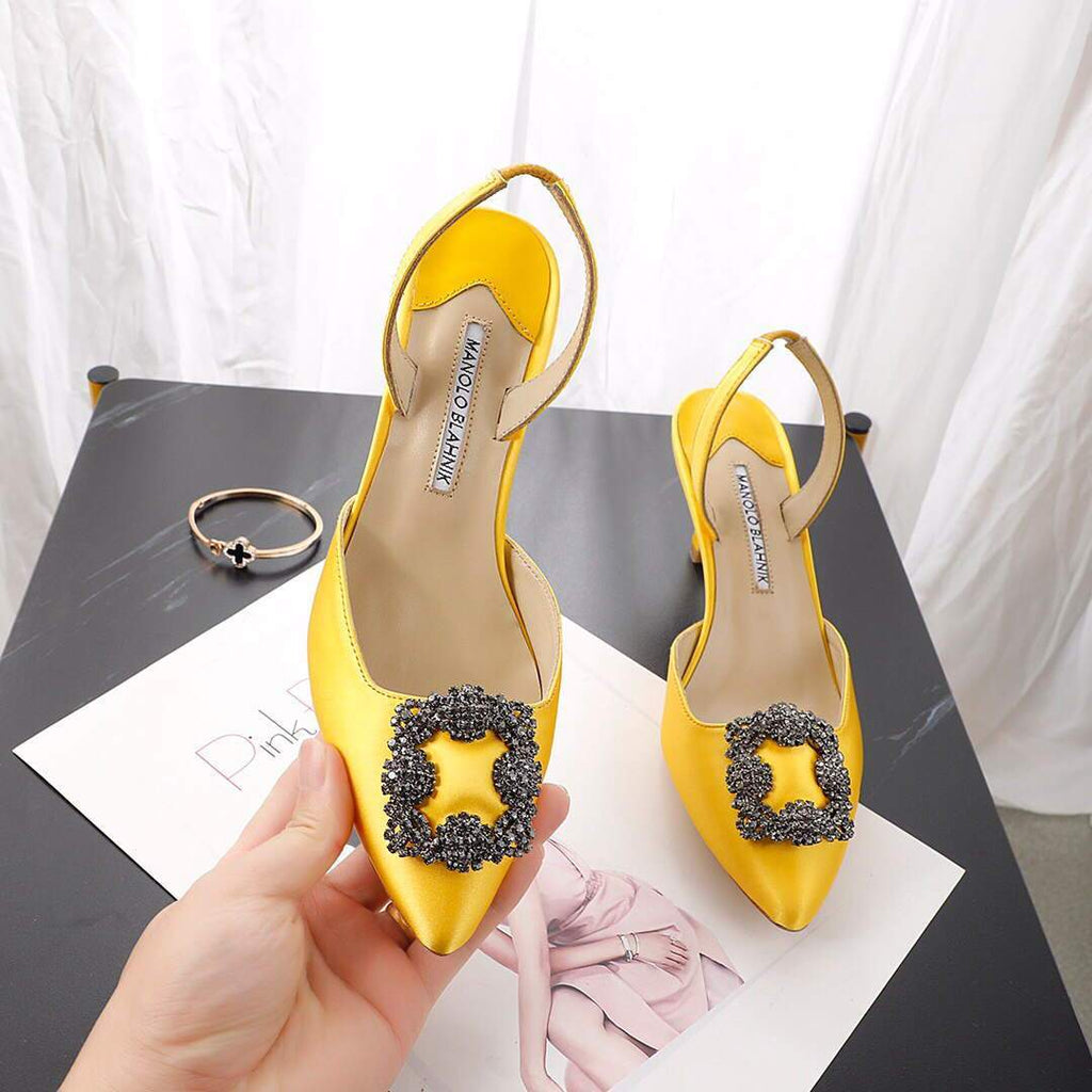 Manolo Blahnik Women¡¯s Shoes Designer Hangisiflat Pumps Yellow 30121 - luxibagsmall