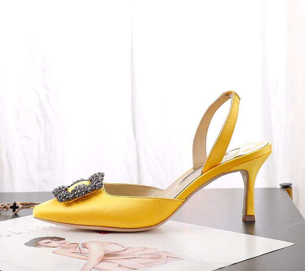 Manolo Blahnik Women¡¯s Shoes Designer Hangisiflat Pumps Yellow 30121 - luxibagsmall