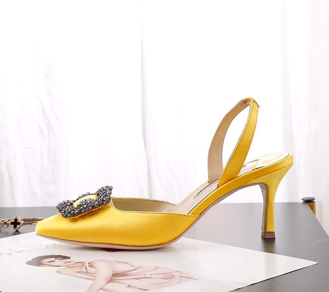 Manolo Blahnik Women¡¯s Shoes Designer Hangisiflat Pumps Yellow 30121 - luxibagsmall